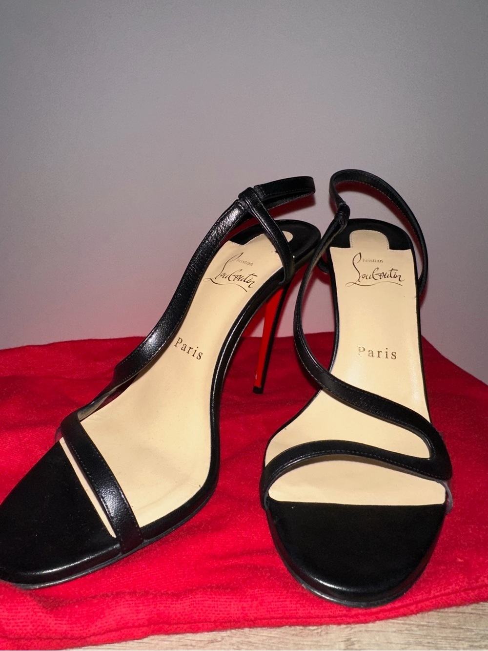 Christian Louboutin Rosalie 100 Black Leather High Heels